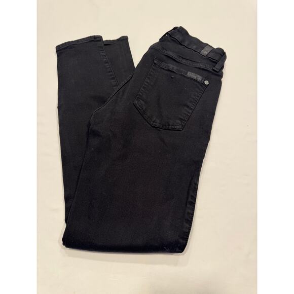 7 For All Mankind The Ankle Skinny Jeans 24 Black 5-Pockets Modal Blend Denim - Picture 6 of 12